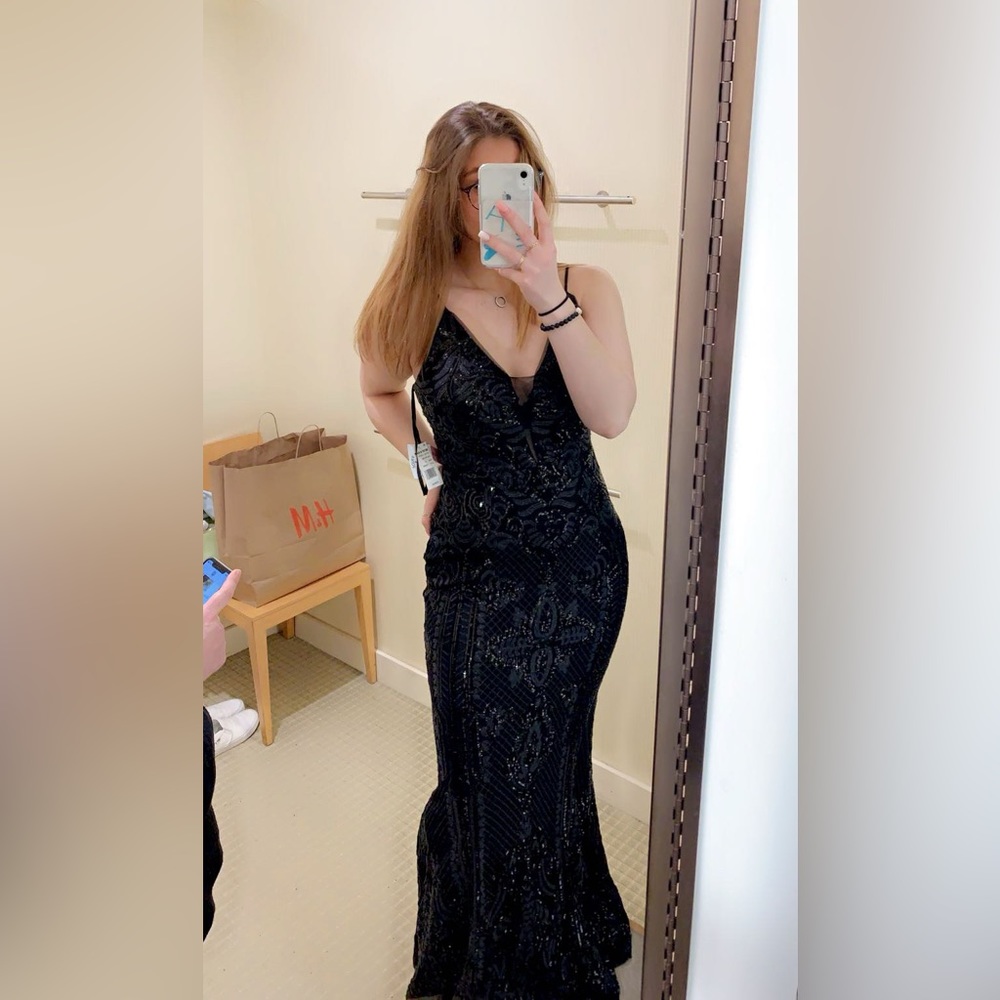 SEQUIN BLACK PROM DRESS